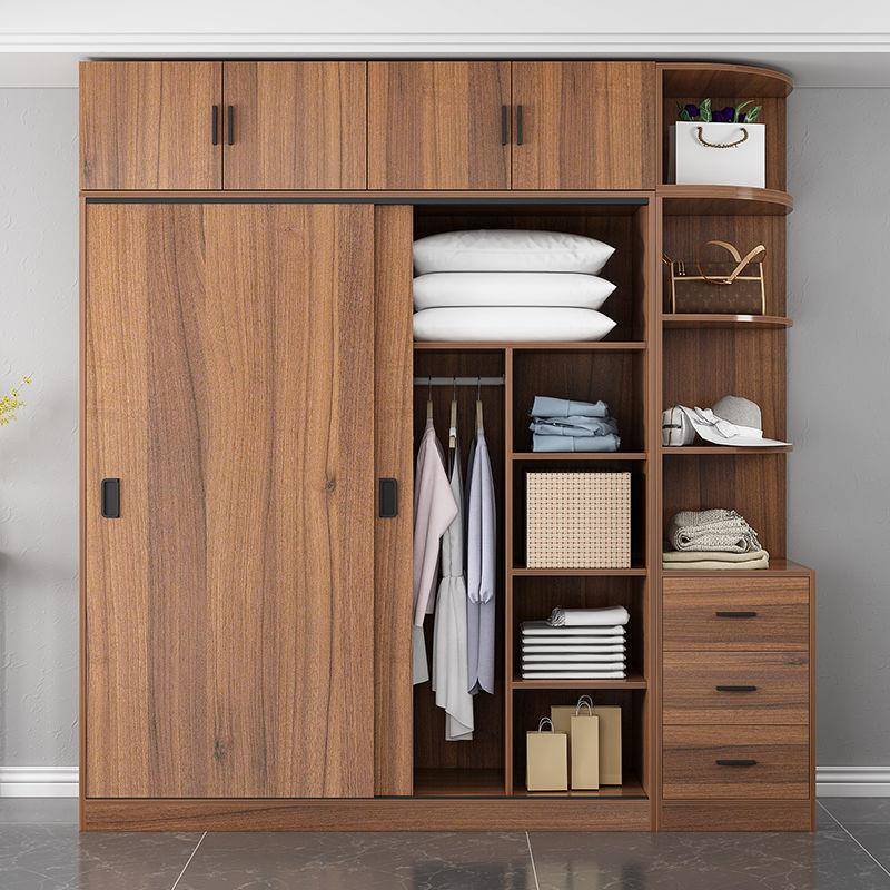 衣柜家用推卧室出租房推代拉拉纳门现简约置物柜CF9hk7Kx实木材质