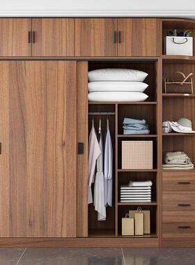 衣柜家用推卧室出租房推代拉拉纳门现简约置物柜CF9hk7Kx实木材质