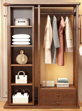 实木衣帽架卧室家C525用落地挂架衣带可镜子入户旋转穿衣镜置收物