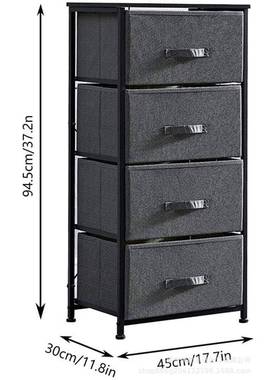 厂家直柜供盒浴室BEX卧室厅储物柜床头柜收客纳盒无纺布子4抽灰色