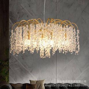 现代客厅水吊灯设计树枝网灯创意餐厅灯法式 轻奢卧室晶XLG灯红感