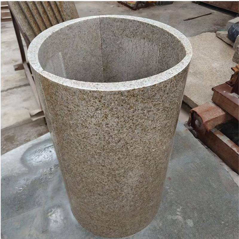 大异型岗岩花石材光黄锈石空心圆柱皮弧型面石材板理GHB石包皮柱