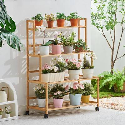 台花架子阳室多层厅楠VHF竹客家用内置物架多肉绿萝花盆架装饰智