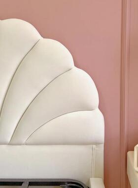 现代简约实松木床靠HOW轻奢小户布型包软背法式复古花瓣艺床头靠