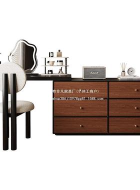 法式复梳妆台柜古实木PVA黑色收纳柜妆一体卧室化妆桌化柜斗中古