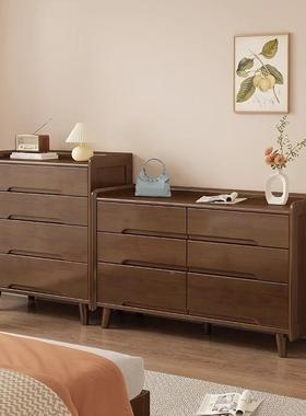 五斗柜卧实木收立纳柜靠墙储物柜床尾室柜桃胡木色五斗橱YF-D14-1