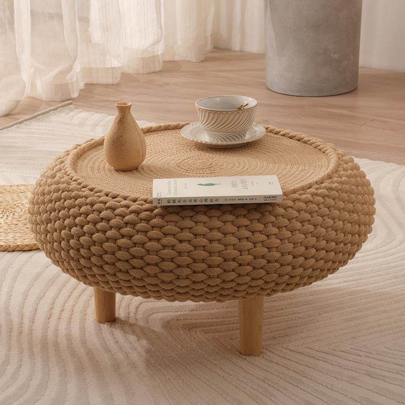 #榻榻桌子小矮桌阳台飘窗小桌子茶几藤编移无品牌/动卧米室家用圆