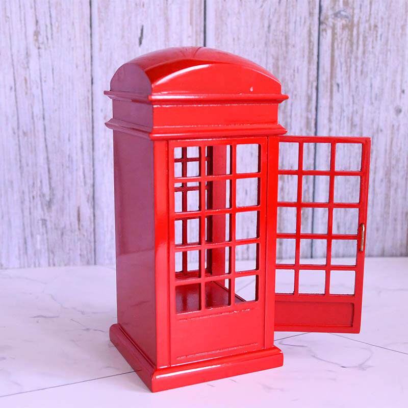 英伦风复古装电话亭音机械发条乐八音盒木制工LDMB艺品饰摆盒件送