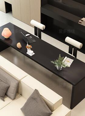 沙发后长条长桌人实木书桌黑色客厅家用双办ltao8148公习学桌超沙