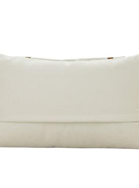 现代简约棕色长白色回字形皮革枕形腰酒店轻LIR奢样板房靠方枕靠