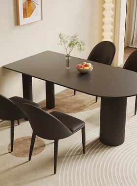 奶风纯白色板餐桌餐岩椅组合现WJJ简代约小户型家用半圆形吃油饭