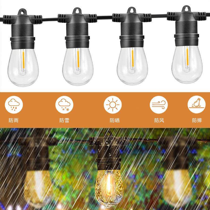 跨境插电太灯能吊户外庭明院SUEX14灯串1阳5LED防水灯泡装饰照气