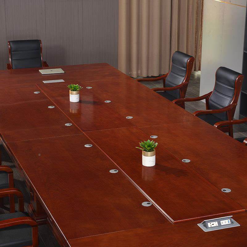 贴木皮议桌长桌会议室桌椅古典无品牌/中会商洽谈室会议式台办公