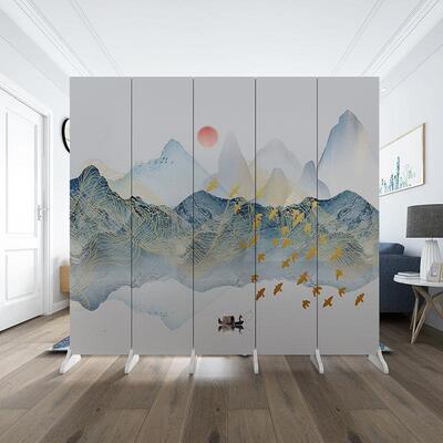 新中式水屏风隔断墙简约花鸟移客办公山室厅SVE遮挡玄关可动双面