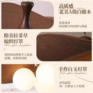 法式复古餐厅豆吊古灯中风实木卧室灯设计师款简约藤魔TYY007编书