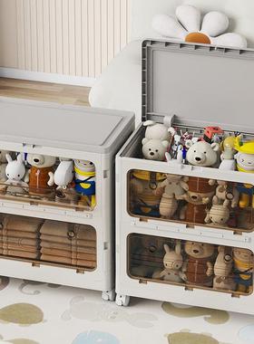 1翻盖收纳箱衣理服被子整箱物可卧折叠带轮室客厅儿童玩具杂物储