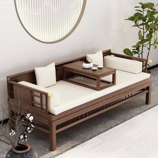 实木两罗汉中床榆木式沙发沙发床客厅推拉用小户540组型床榻桌椅