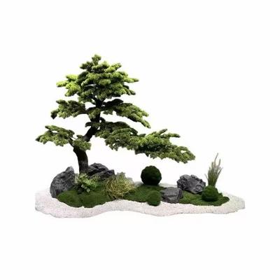 迎客松仿窗真树651538罗造景假树室内绿景观植大型汉松摆件楼梯下