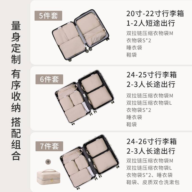 天纵旅行衣服收纳袋整理袋分装袋便携衣物行李箱衣服整理包大号道