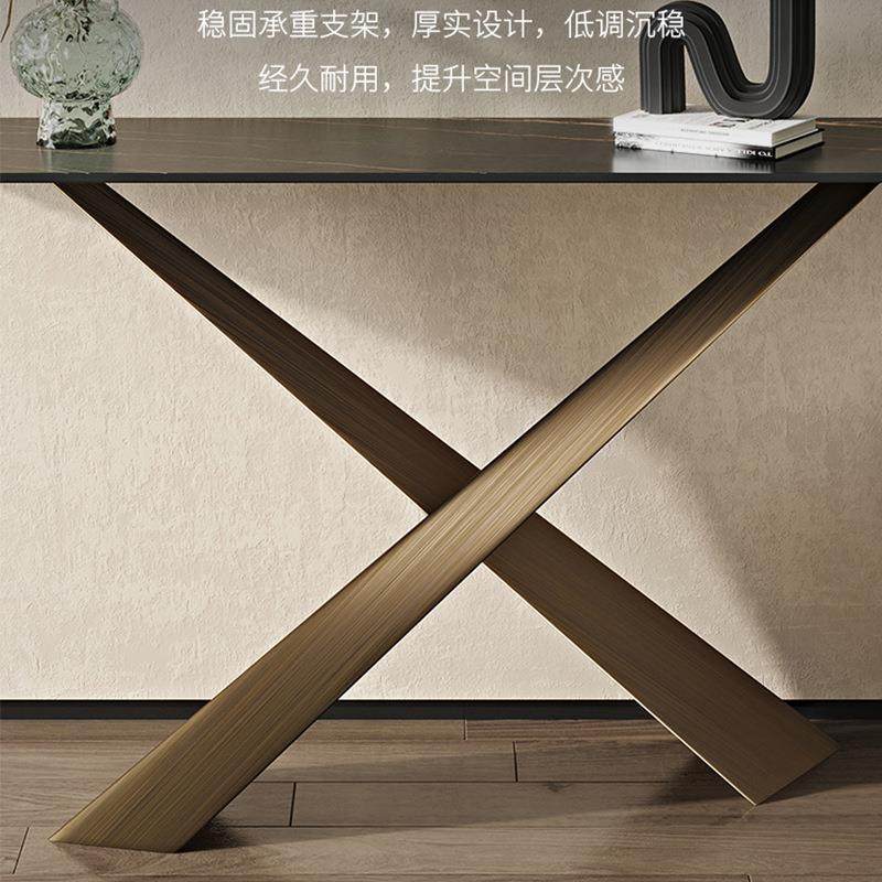 廊意式极简正对门户玄高定古铜关桌简约客入厅轻关奢走过道玄台岩