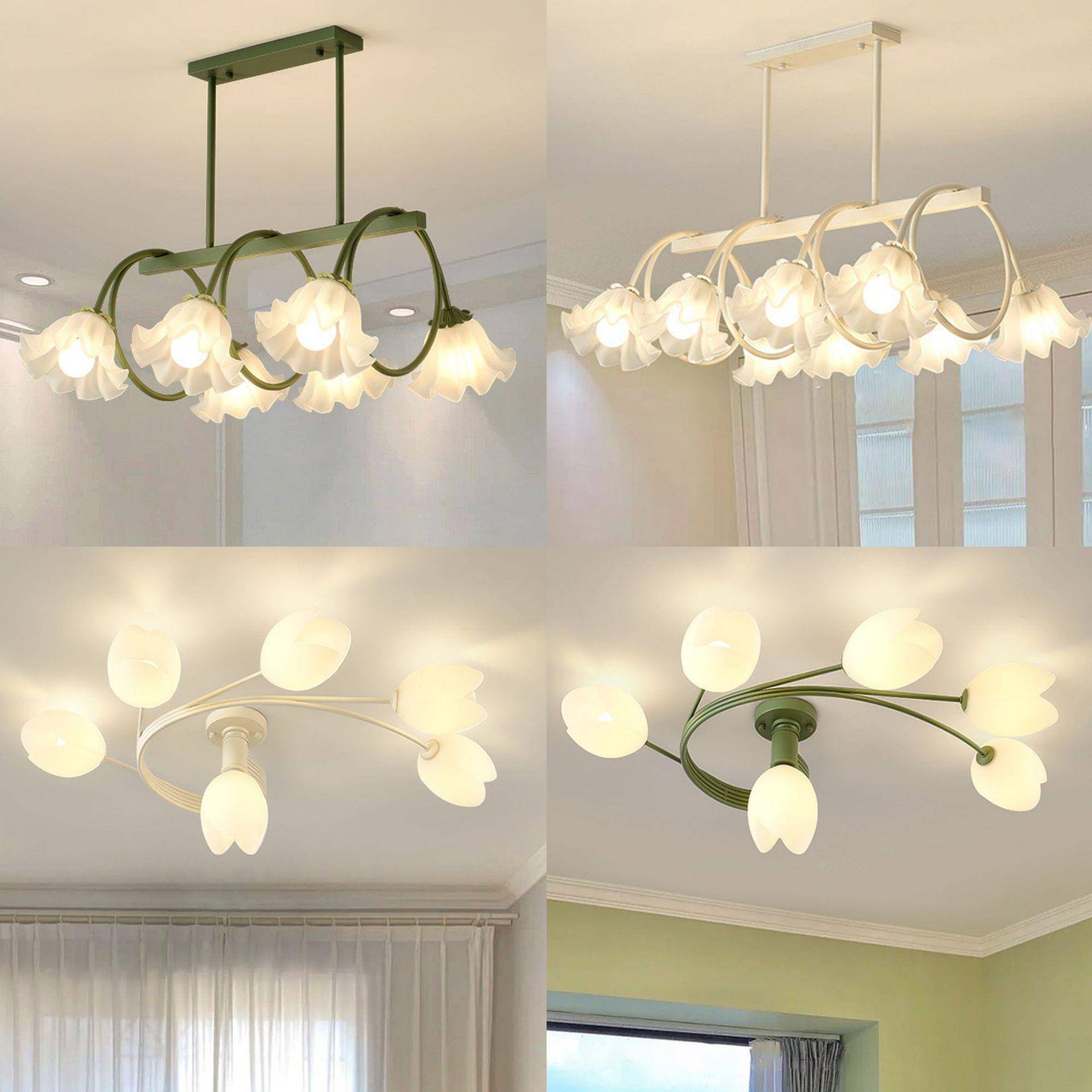 法式复古奶油风灯花朵网吊氛围玻璃红客厅房氛围餐厅灯YSL-5305书