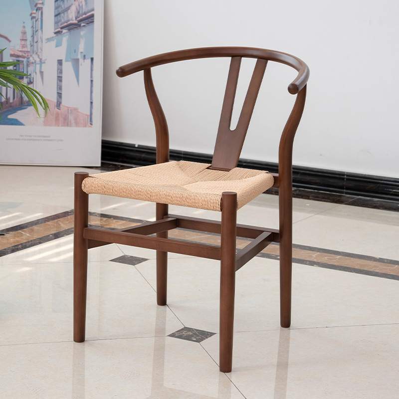 现代简约家用实木餐椅阳台休闲椅北欧简约编绳椅榉木y椅
