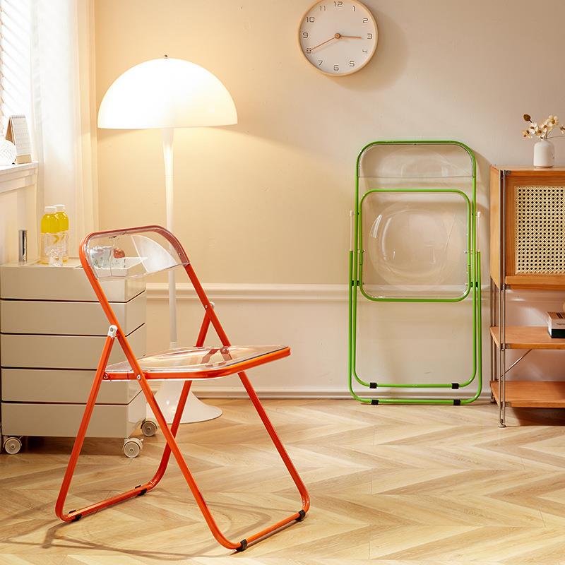 透明折叠椅亚克力餐椅网红奶茶店休闲椅服装店拍照椅子化妆凳凌之