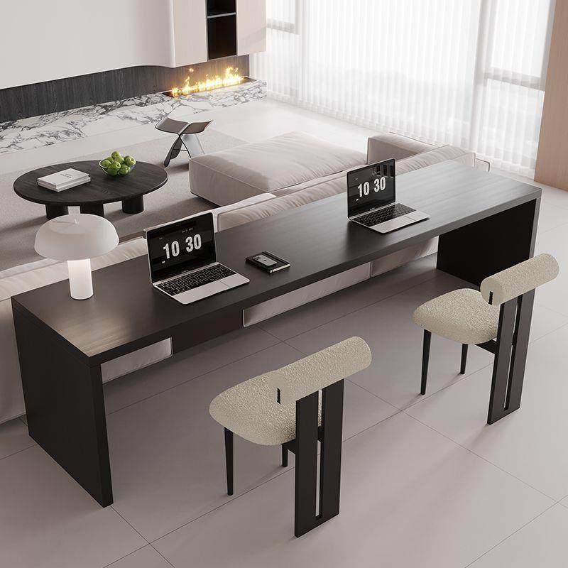黑色实木书桌意式极简风居家办公电脑桌客厅家用横厅沙发后长条桌