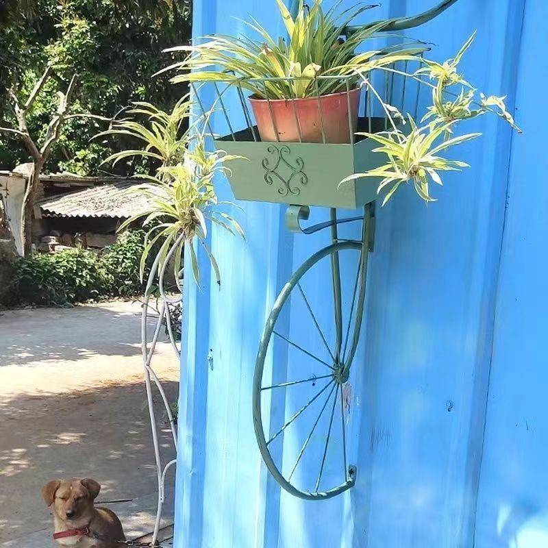 庭院铁艺花架自行车花篮墙壁挂饰户外花园阳台墙面装饰吊篮摆件