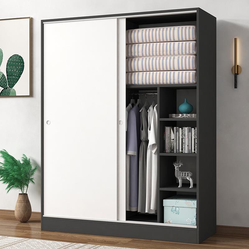 推拉门衣柜家用卧室出租房屋用简易组装小型收纳储物柜子实木衣橱