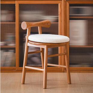 蝴蝶小凳家用实木小凳子樱桃木梳妆凳化妆凳带靠背圆凳椅子