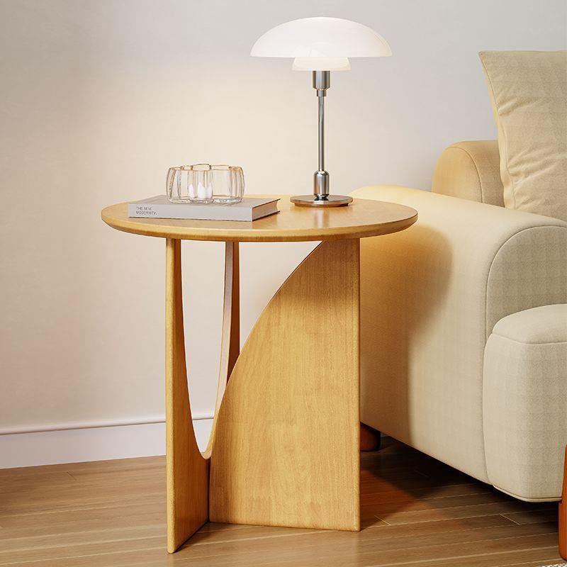 实木轻奢圆形边几客厅小茶几角几黑色北欧简约茶几卧室实木小圆桌