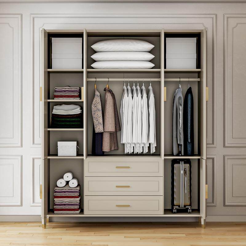 小户型衣柜简约现代组装实木主卧卧室收纳轻奢美式大衣柜家用儿童
