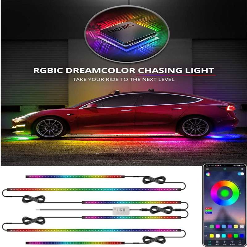 热销APP一拖六幻彩流光车底部霓虹灯防水 汽车底盘灯氛围灯