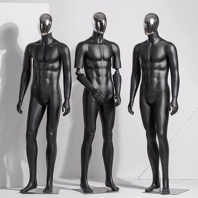 高档活动手哑黑男模特道具全身展示架男装服装店橱窗假人体模特架