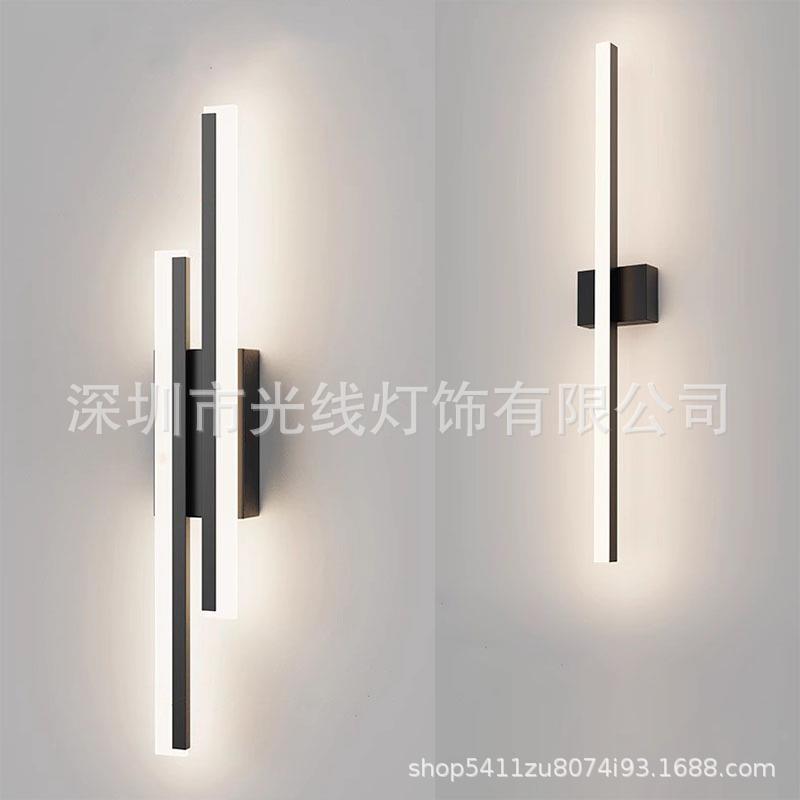 长条壁灯客厅背景卧室床头走廊亚克力单双管方管铝材线条灯可调光