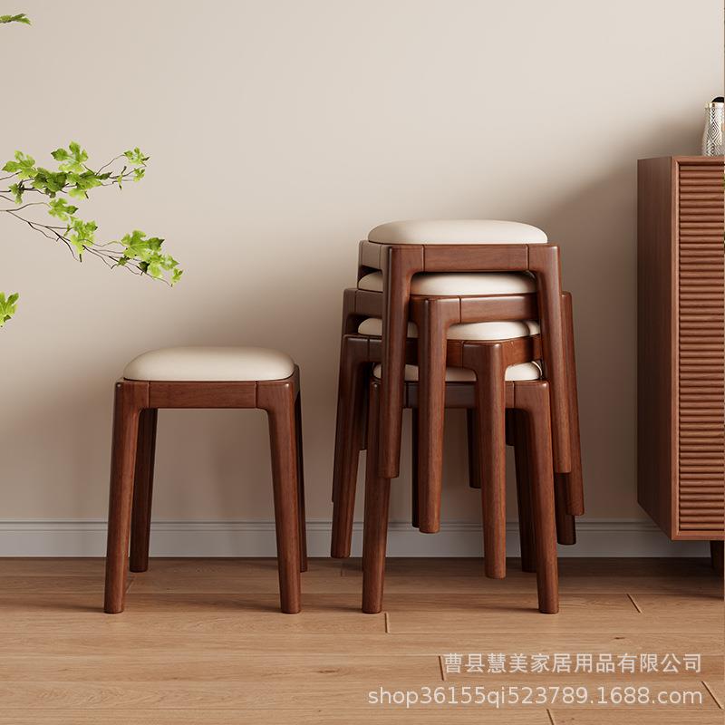 超级舒服软包板凳云端坐感餐厅高凳可叠摞实木凳子家用卧室小矮凳