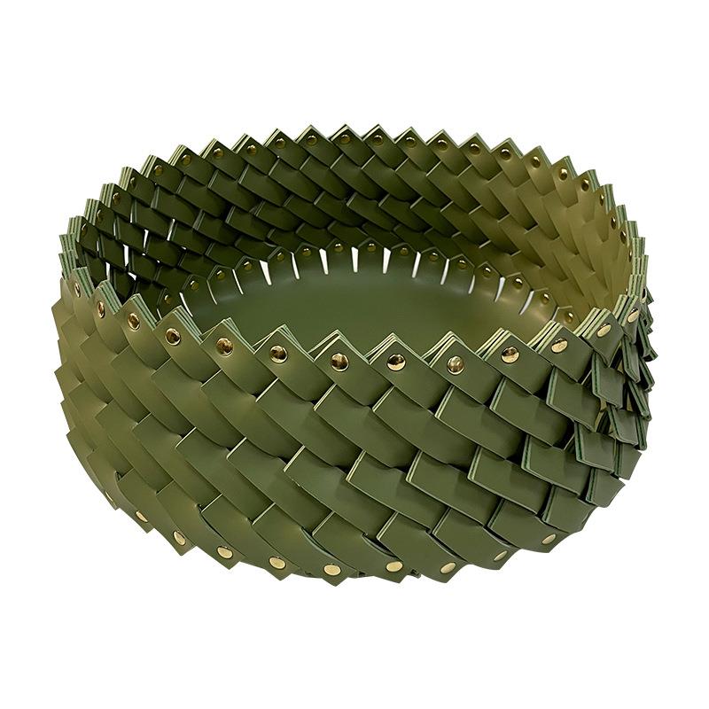 样板间编织皮革花苞收纳篮筐轻奢收纳盒客厅玄关桌面整理装饰摆件