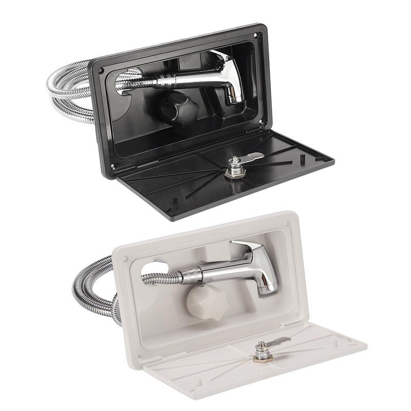 1套房车套件外部淋浴盒带锁套件塑料黑色/白色TYTXRV