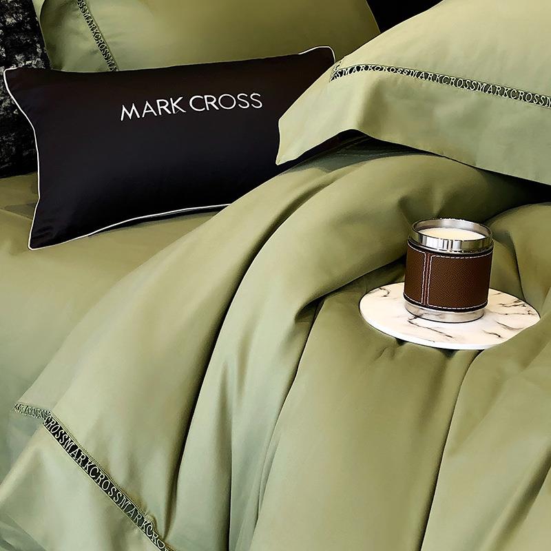 轻奢高端100支纯棉全棉磨毛四件套亲肤秋冬吸湿柔软镂空边被套