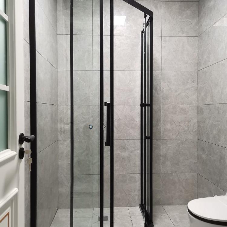极窄T字型隔断玻璃门推拉移门淋浴房沐浴卫生间一门两用