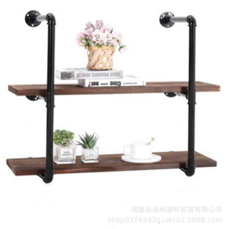 复古工业风做旧壁挂式搁板多层铁艺置物架墙上木铁艺支架