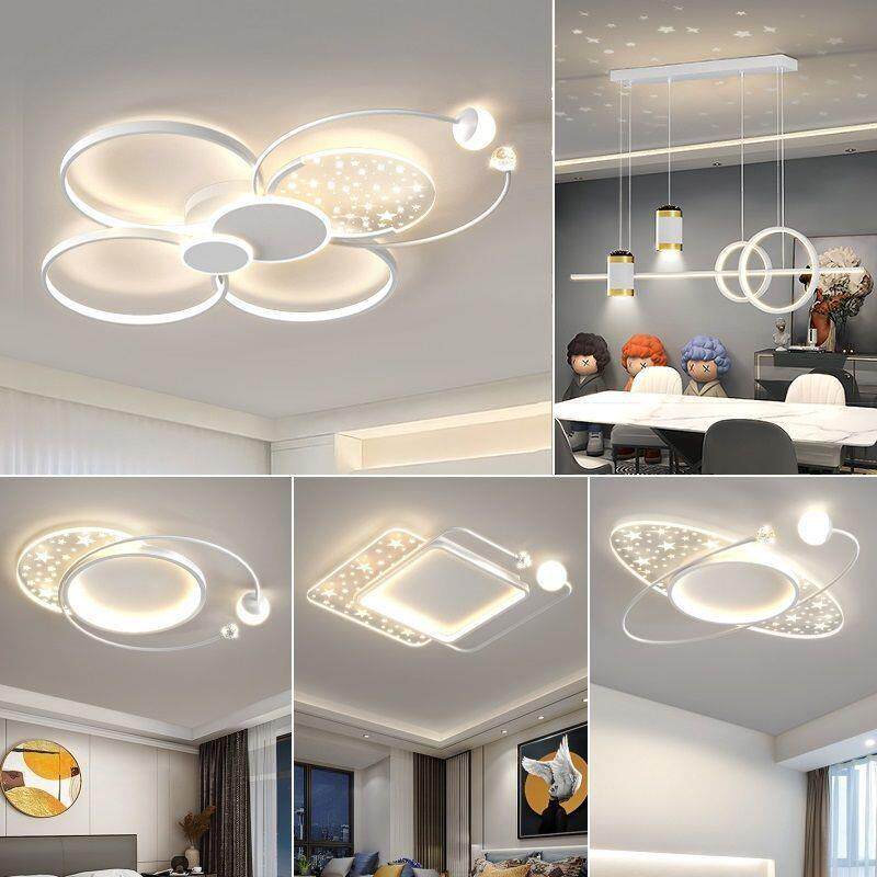 客厅主灯现代简约大气2023年新款led吸顶灯北欧星星灯具全屋套餐