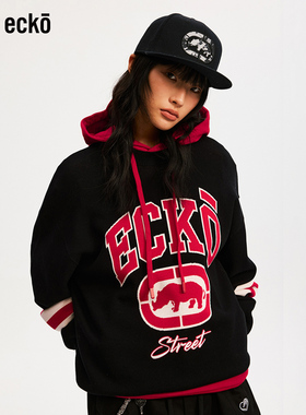 ecko红犀牛  提花刺绣保暖毛衣线衫男女2025冬季新款青少年针织衫