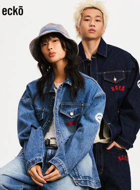 ecko红犀牛 美式复古翻领丹宁蓝牛仔夹克2025冬季新款情侣装外套