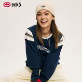 新款 ecko红犀牛 上衣 撞色拼接刺绣长袖 t恤2025秋季 美式 复古情侣装