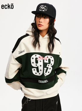 ecko红犀牛  美式复古连帽重磅运动情侣卫衣2025冬季新款保暖外套