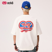 t恤男女2025新款 ecko红犀牛 白色凉感全棉情侣短袖 青少年印花上衣