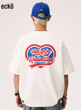 ecko红犀牛 白色凉感全棉情侣短袖t恤男女2025新款青少年印花上衣