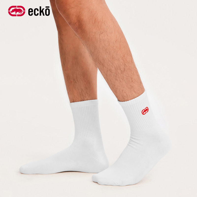 ecko红犀牛 刺绣吸汗防臭袜袜子男款中筒2025冬季新款ins潮运动袜